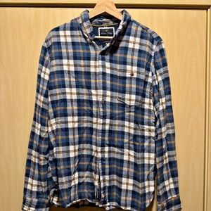 American Heritage Dawson & Brooks Navy, Yellow, White Plaid Men's Shirt